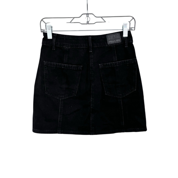 American Eagle Black Denim Jean Skirt Size 00 Button Fly Western Summer Casual - Picture 3 of 4